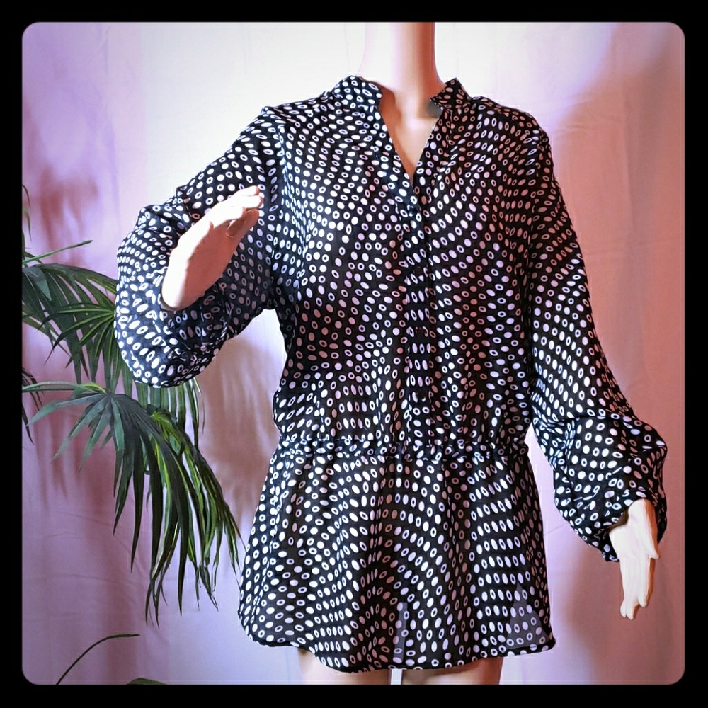 Size 18/20 black with white polka dots shirt